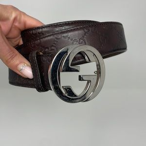 GUCCI Interlocking Buckle leather belt 95 cm